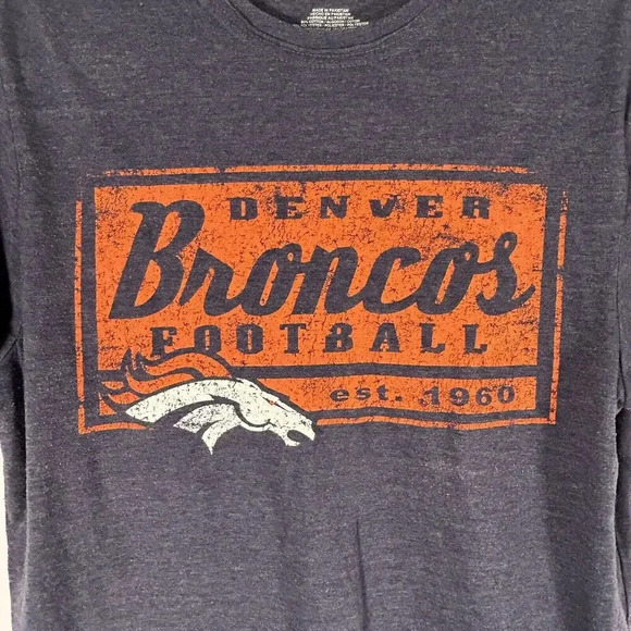 Denver Broncos Shirt Men's Medium Blue Graphic Print Short Sleeve Crew Neck - Picture 4 of 9